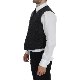 Gray Wool Blend Vest Gilet Weste