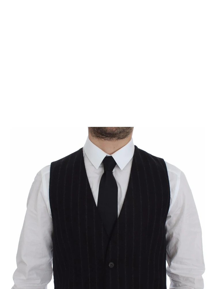 Black Striped Wool Logo Vest Gilet Weste alternative