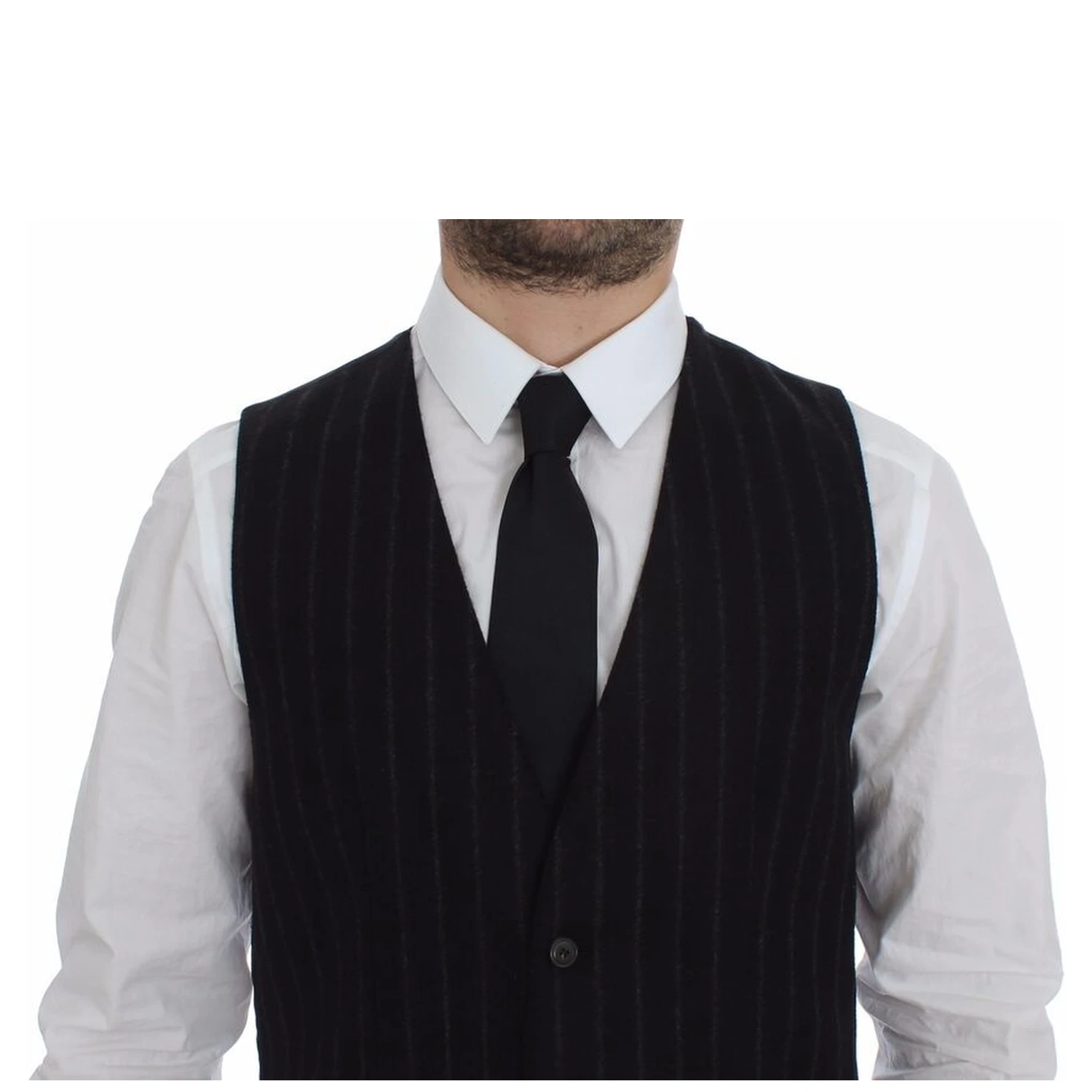 Black Striped Wool Logo Vest Gilet Weste