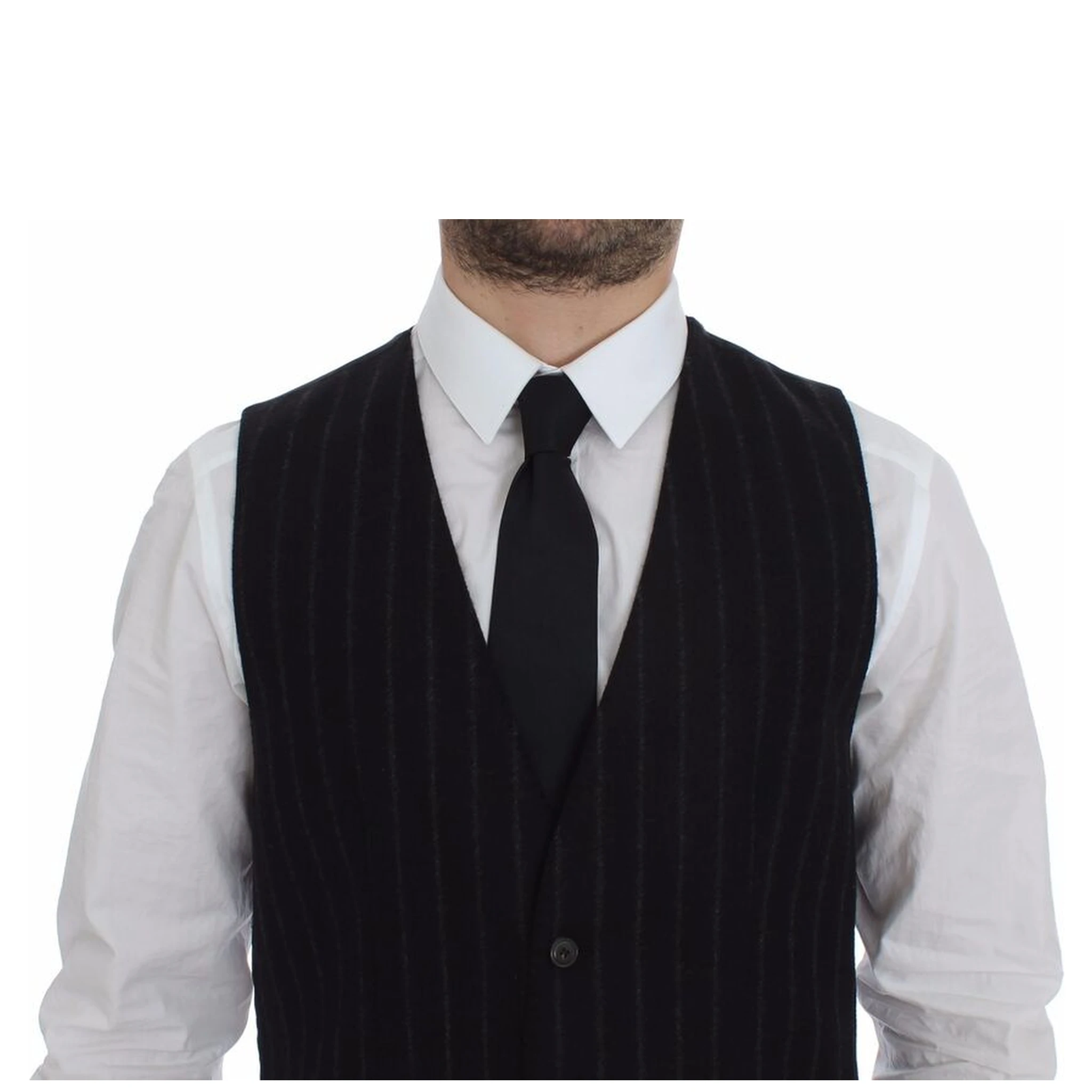 Black Striped Wool Logo Vest Gilet Weste
