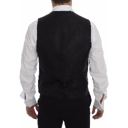 Black Striped Wool Logo Vest Gilet Weste