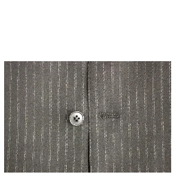 Black Striped Wool Single Breasted Vest