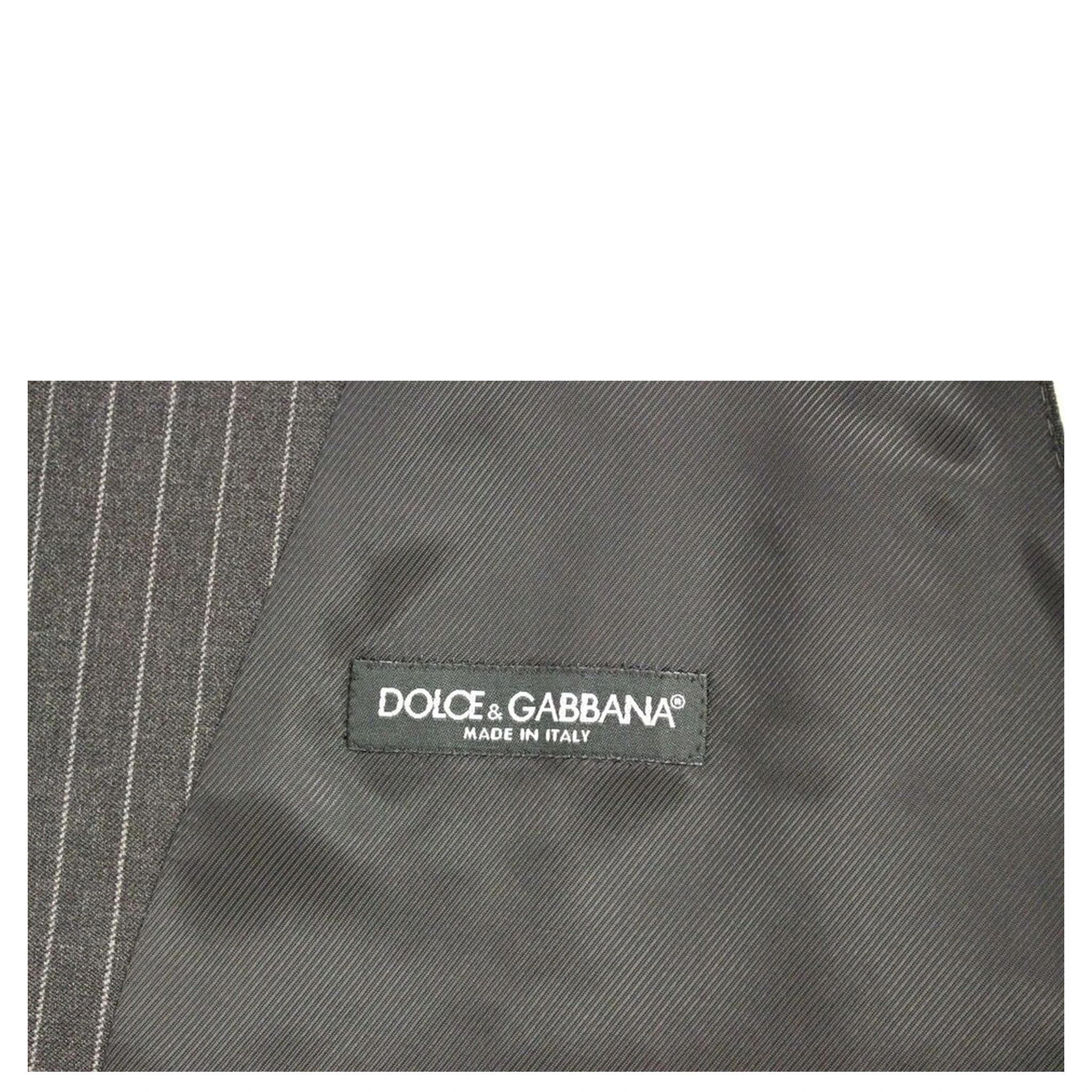 Gray Striped Wool Single Breasted Vest