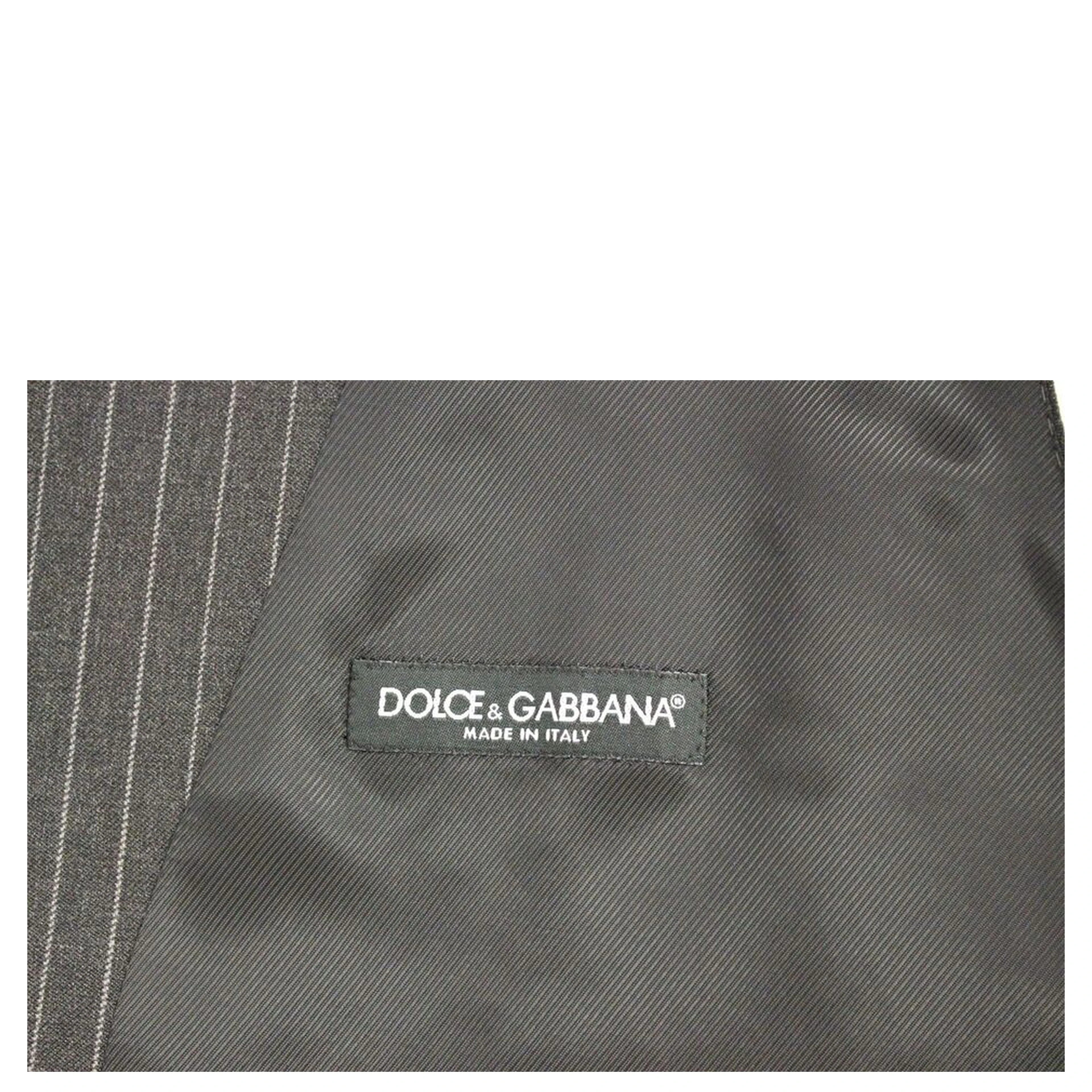 Gray Striped Wool Single Breasted Vest
