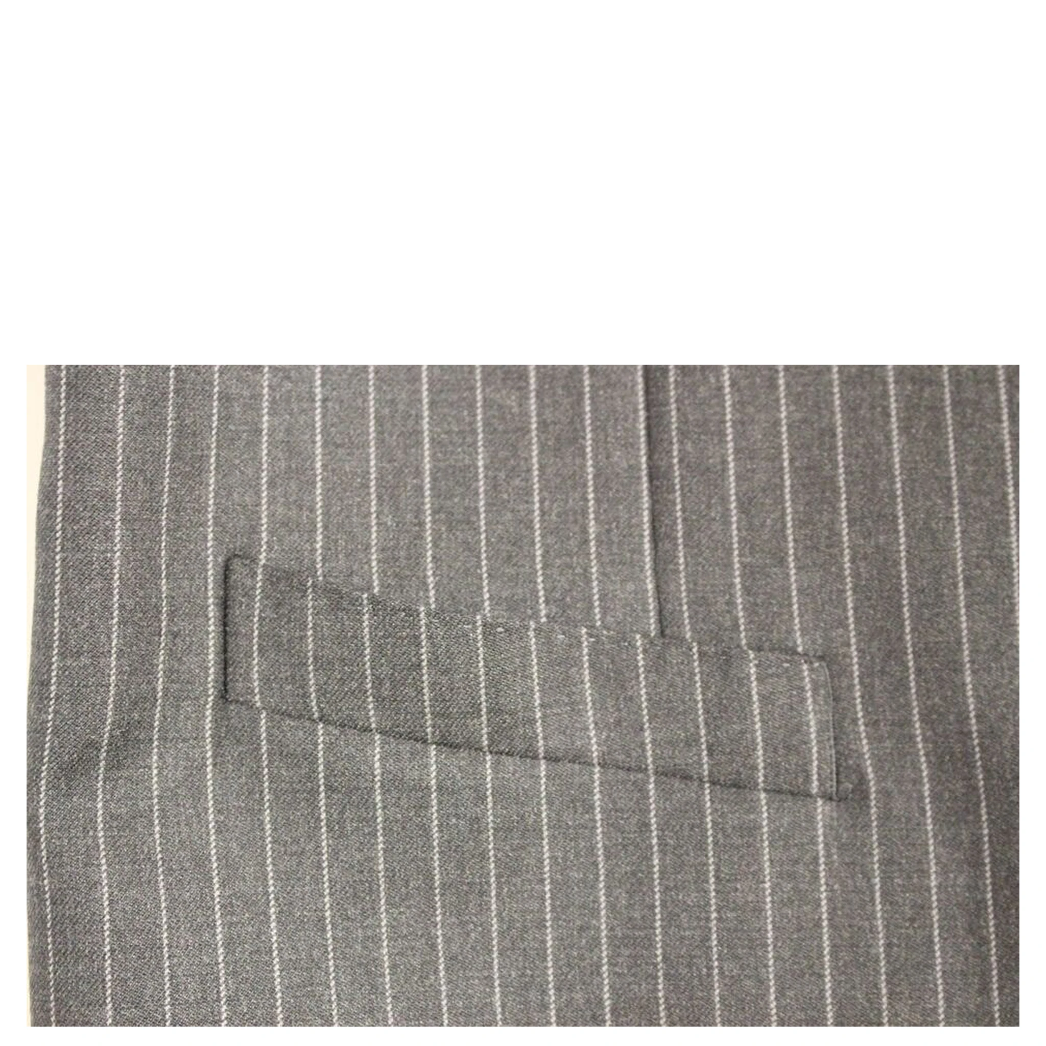 Gray Striped Wool Single Breasted Vest