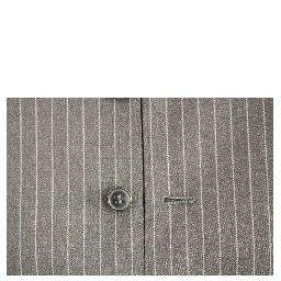 Gray Striped Wool Single Breasted Vest