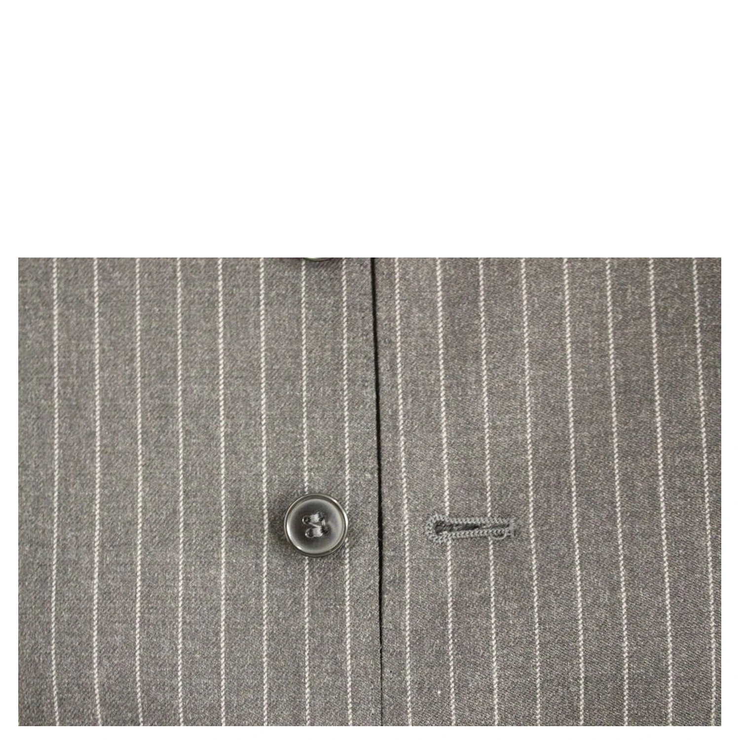 Gray Striped Wool Single Breasted Vest