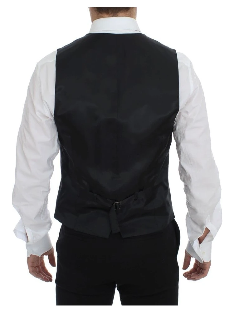 Gray Striped Wool Single Breasted Vest alternative