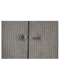 Gray Striped Wool Single Breasted Vest
