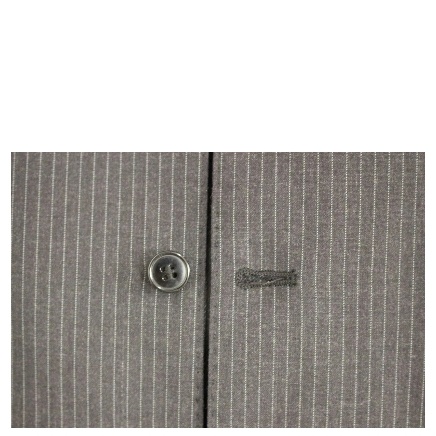 Gray Striped Wool Single Breasted Vest