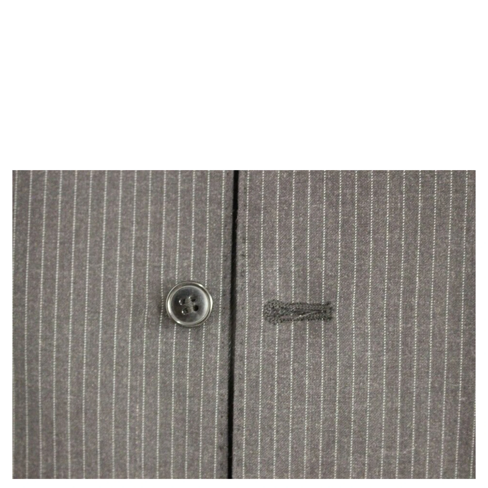 Gray Striped Wool Single Breasted Vest