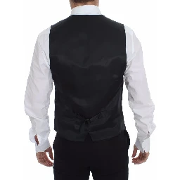 Gray Striped Wool Logo Vest Gilet Weste