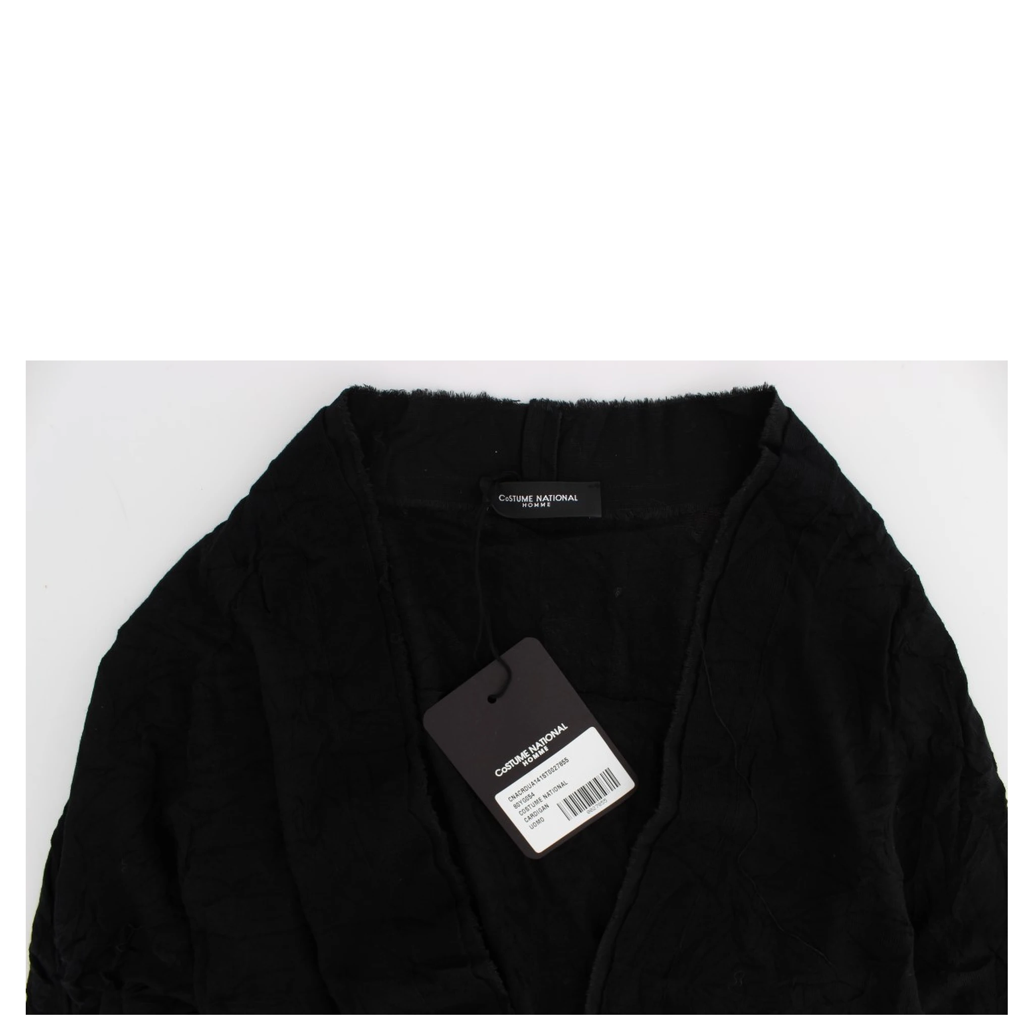Black Fine Wool Button Cardigan