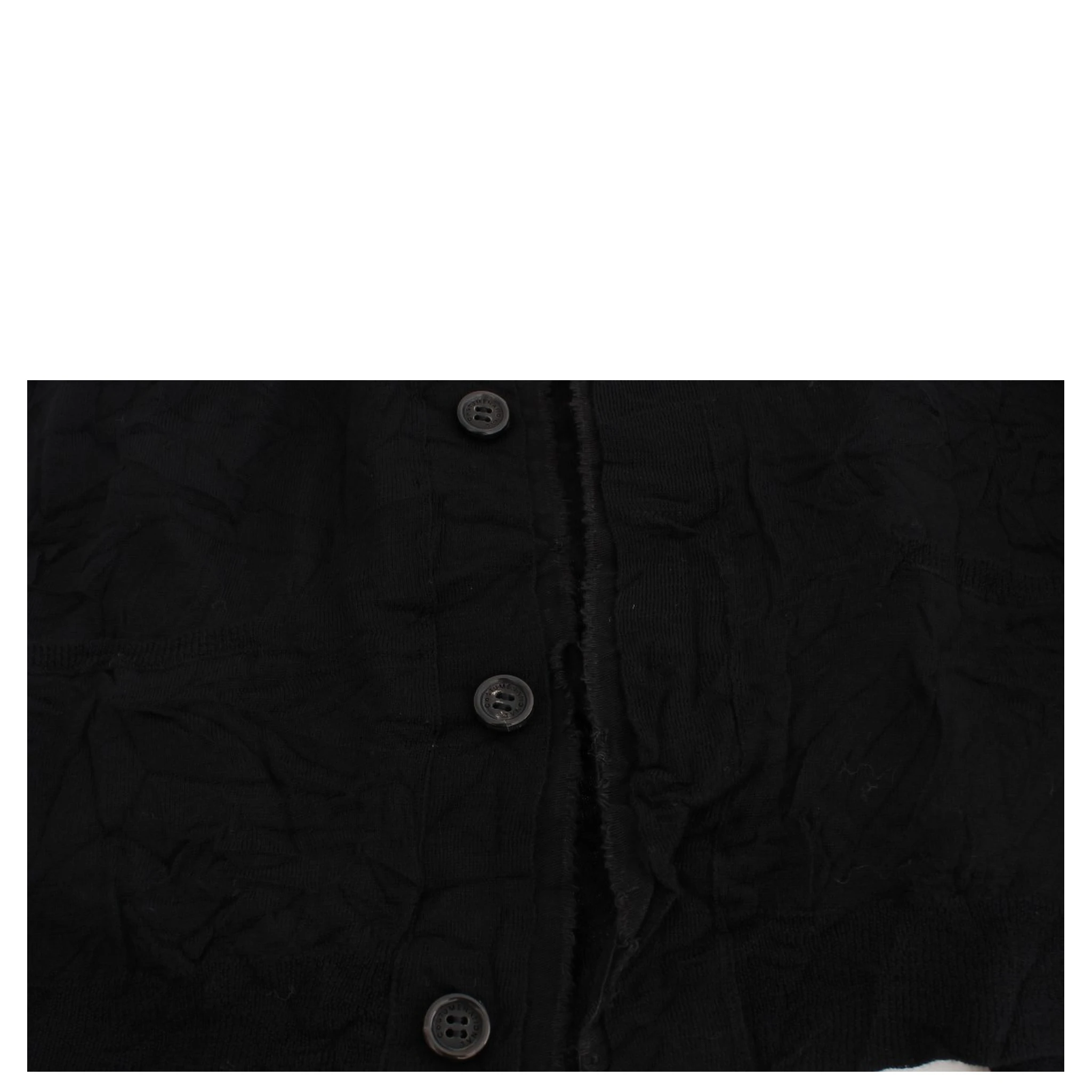 Black Fine Wool Button Cardigan