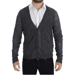 Gray Wool Button Cardigan Sweater