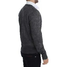 Gray Wool Button Cardigan Sweater