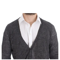 Gray Wool Button Cardigan Sweater