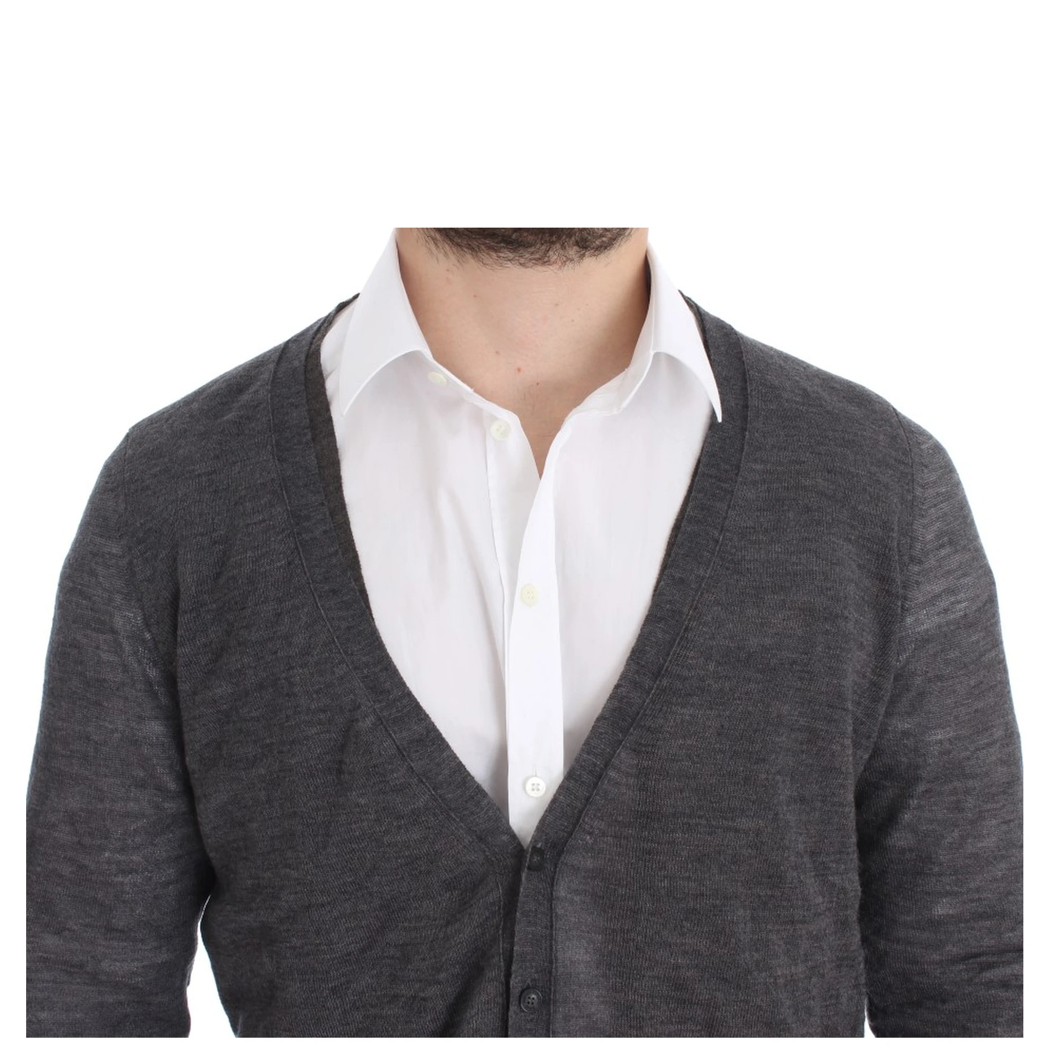 Gray Wool Button Cardigan Sweater