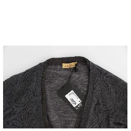 Gray Wool Button Cardigan Sweater