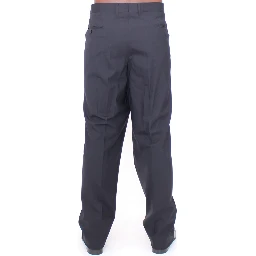 Black Wool Stretch Pleated Pants