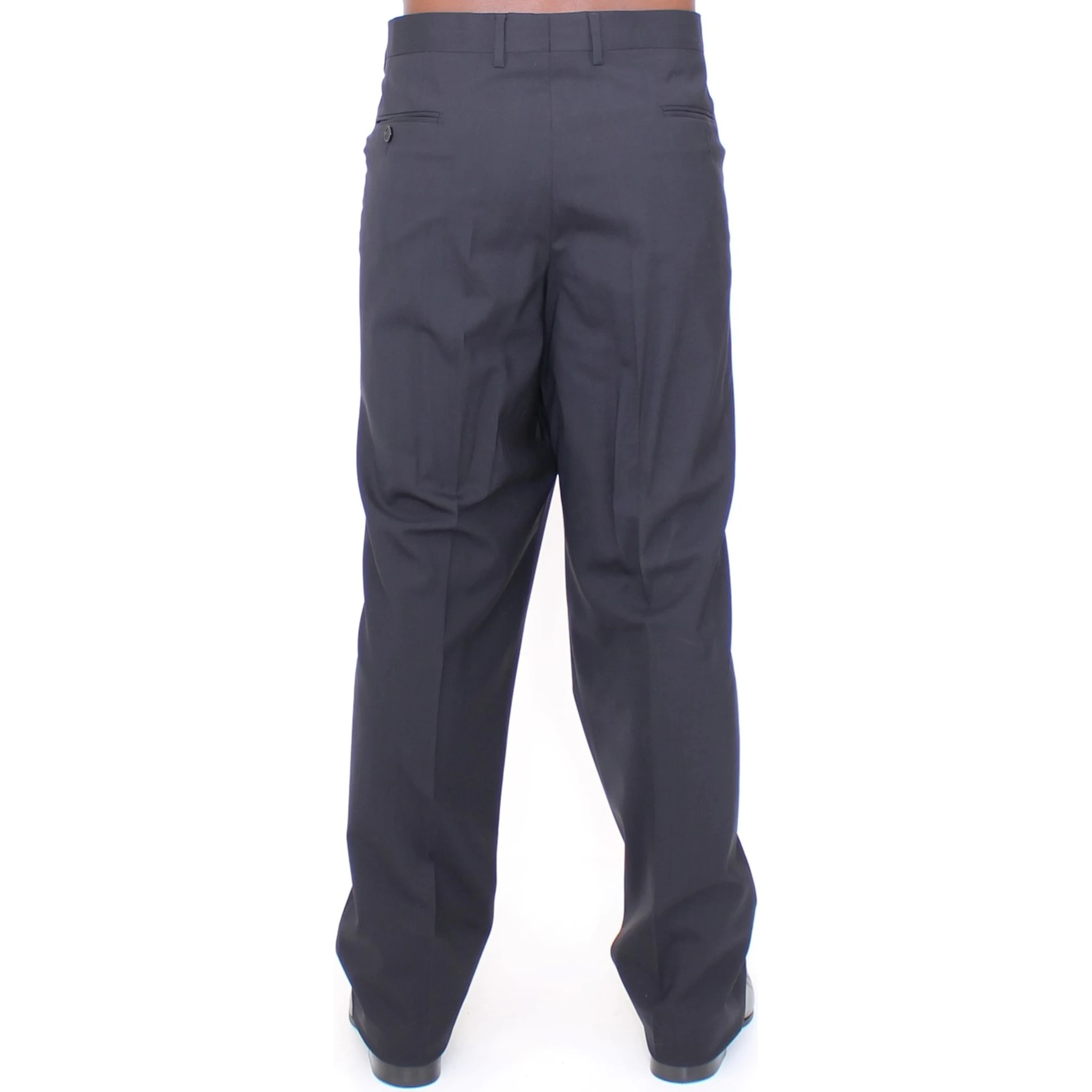 Black Wool Stretch Pleated Pants