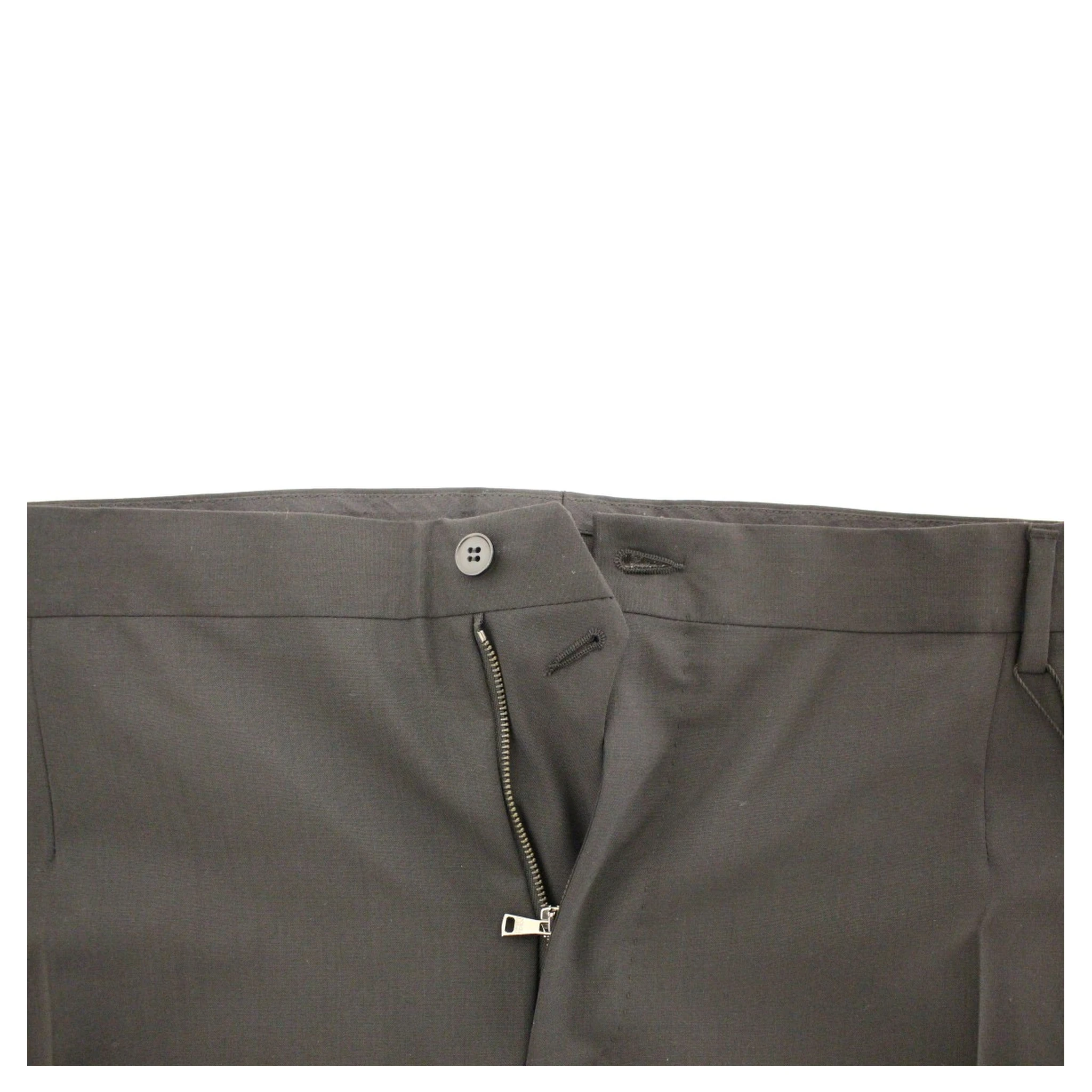 Black Wool Stretch Pleated Pants