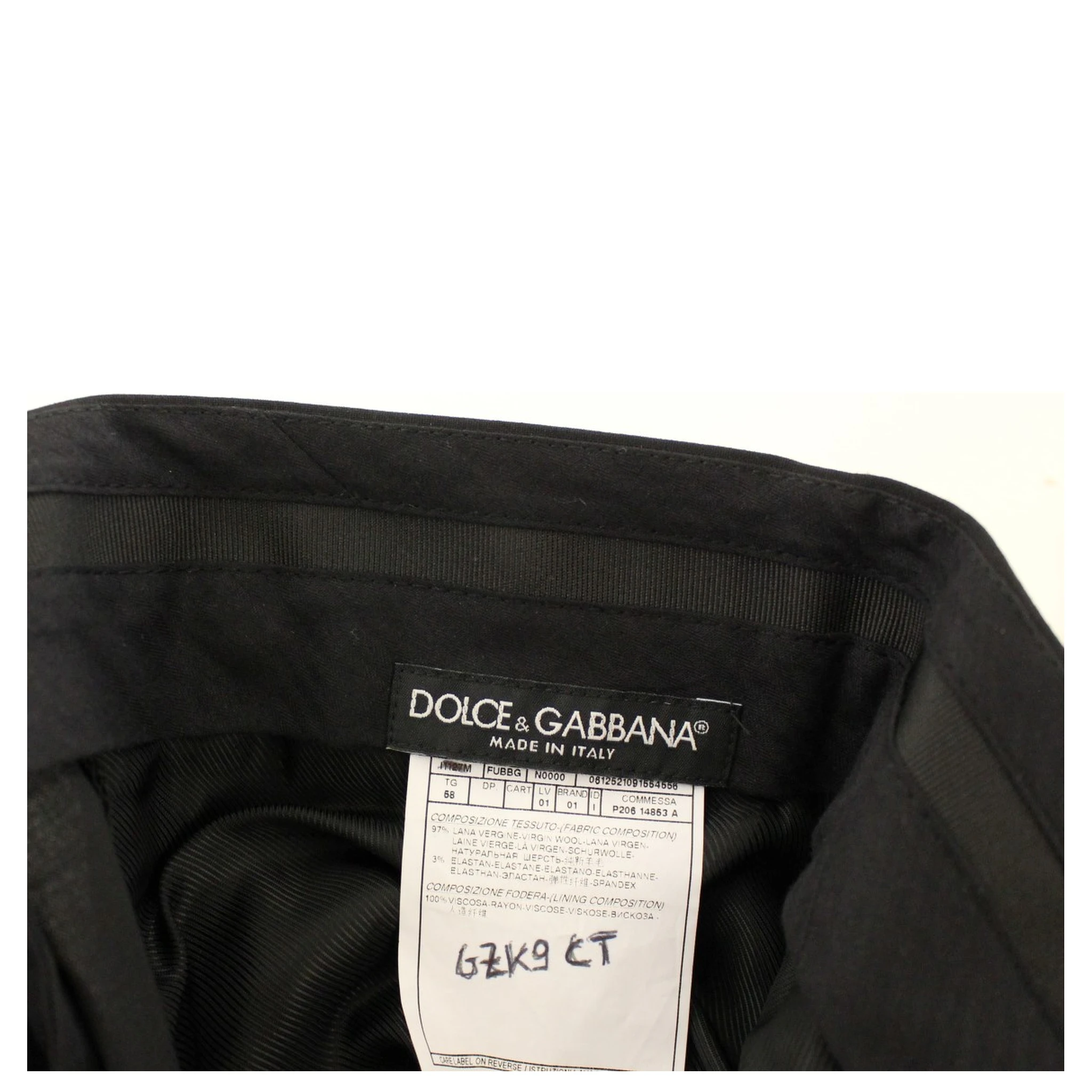 Black Wool Stretch Pleated Pants