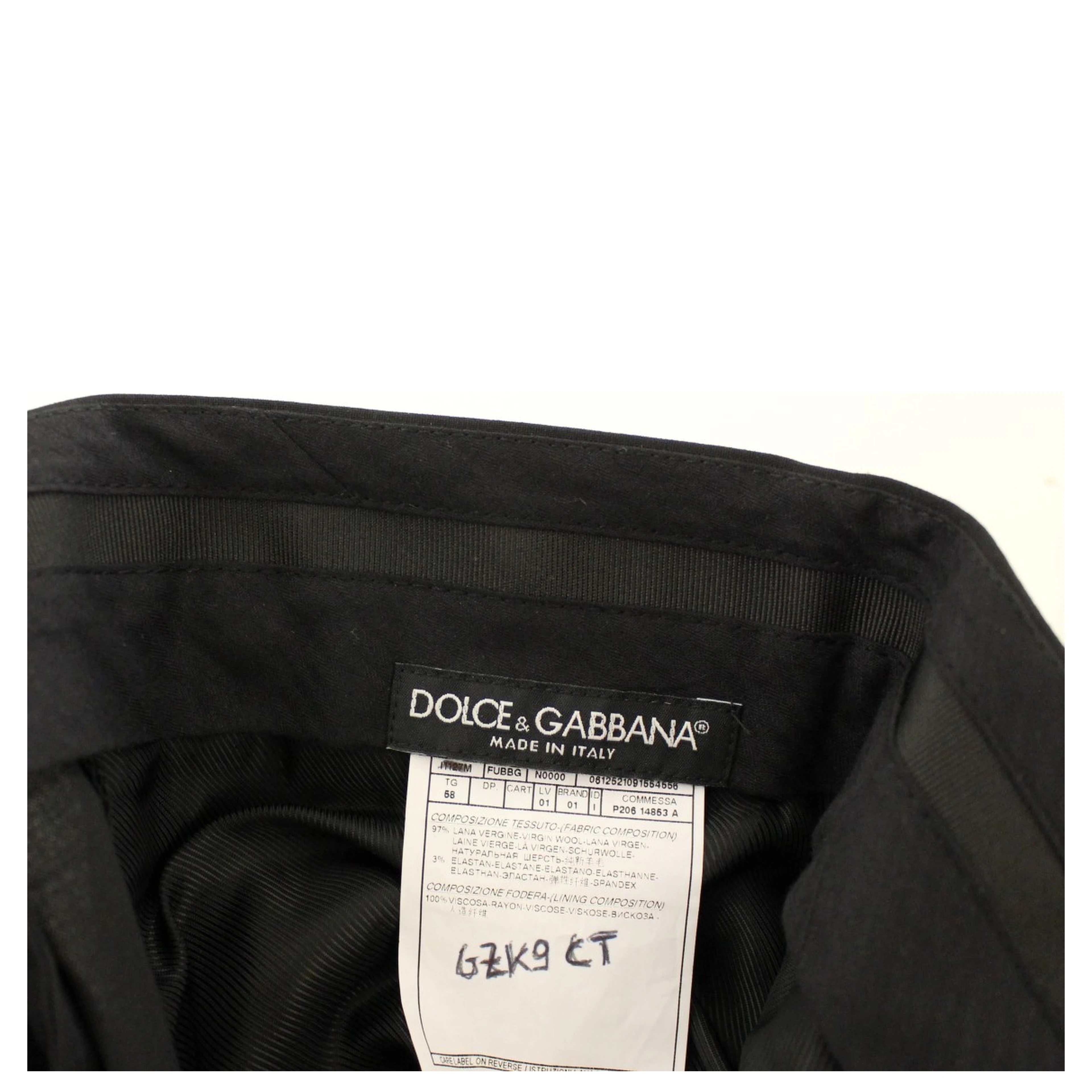 Black Wool Stretch Pleated Pants