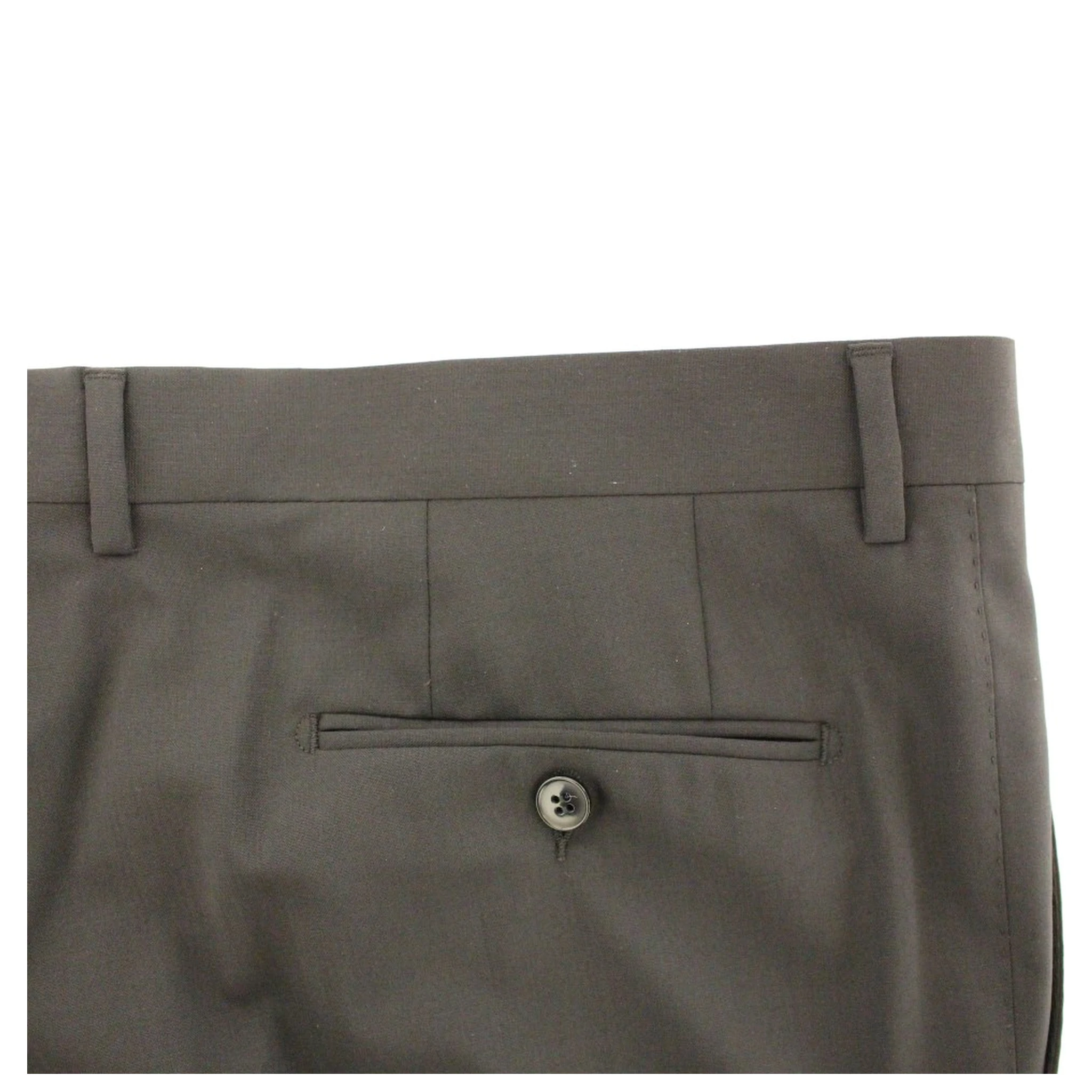 Black Wool Stretch Pleated Pants