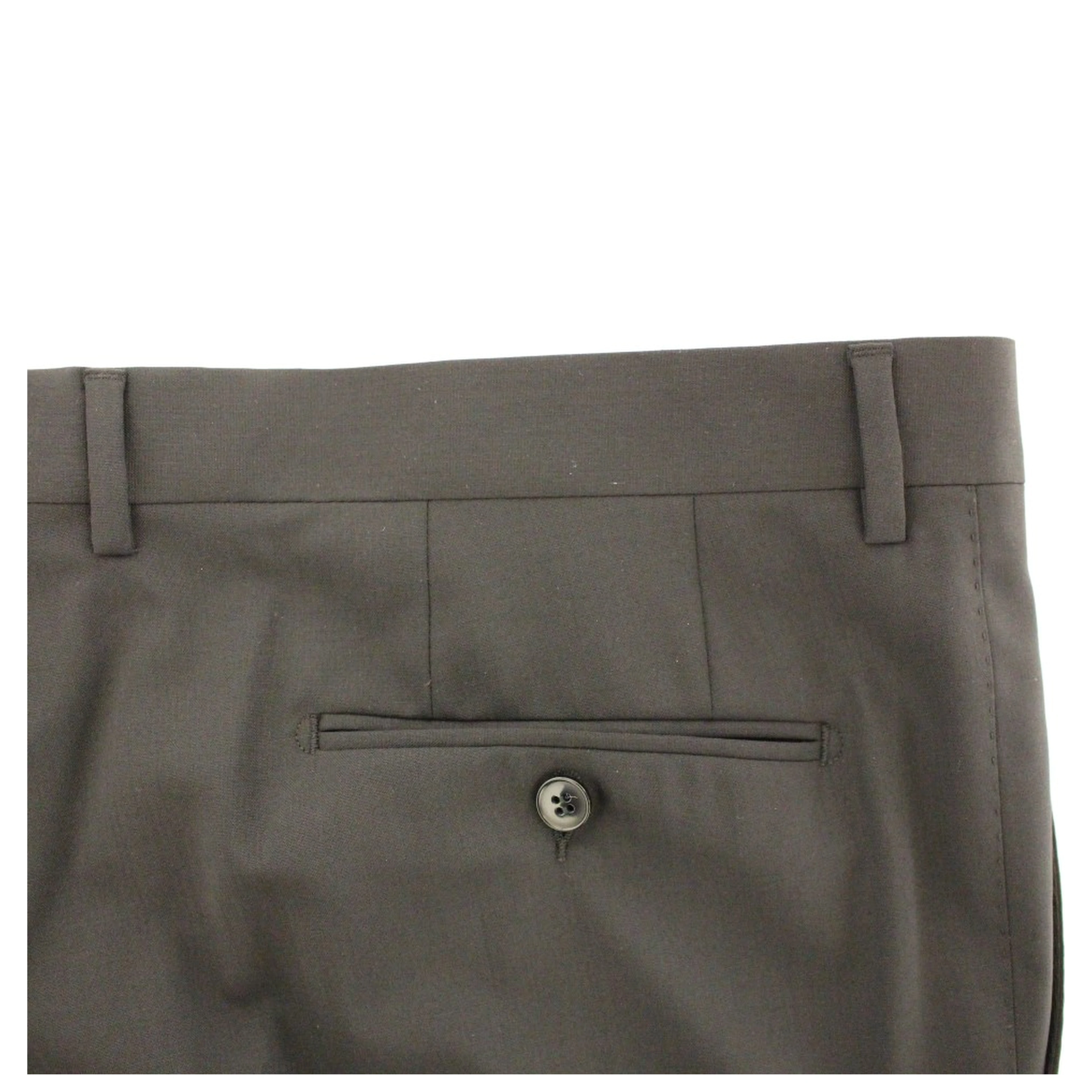 Black Wool Stretch Pleated Pants