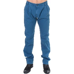 Blue Cotton Straight Fit Chinos
