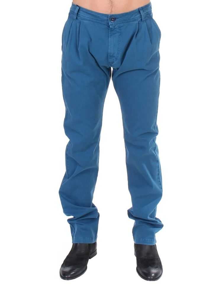 Blue Cotton Straight Fit Chinos