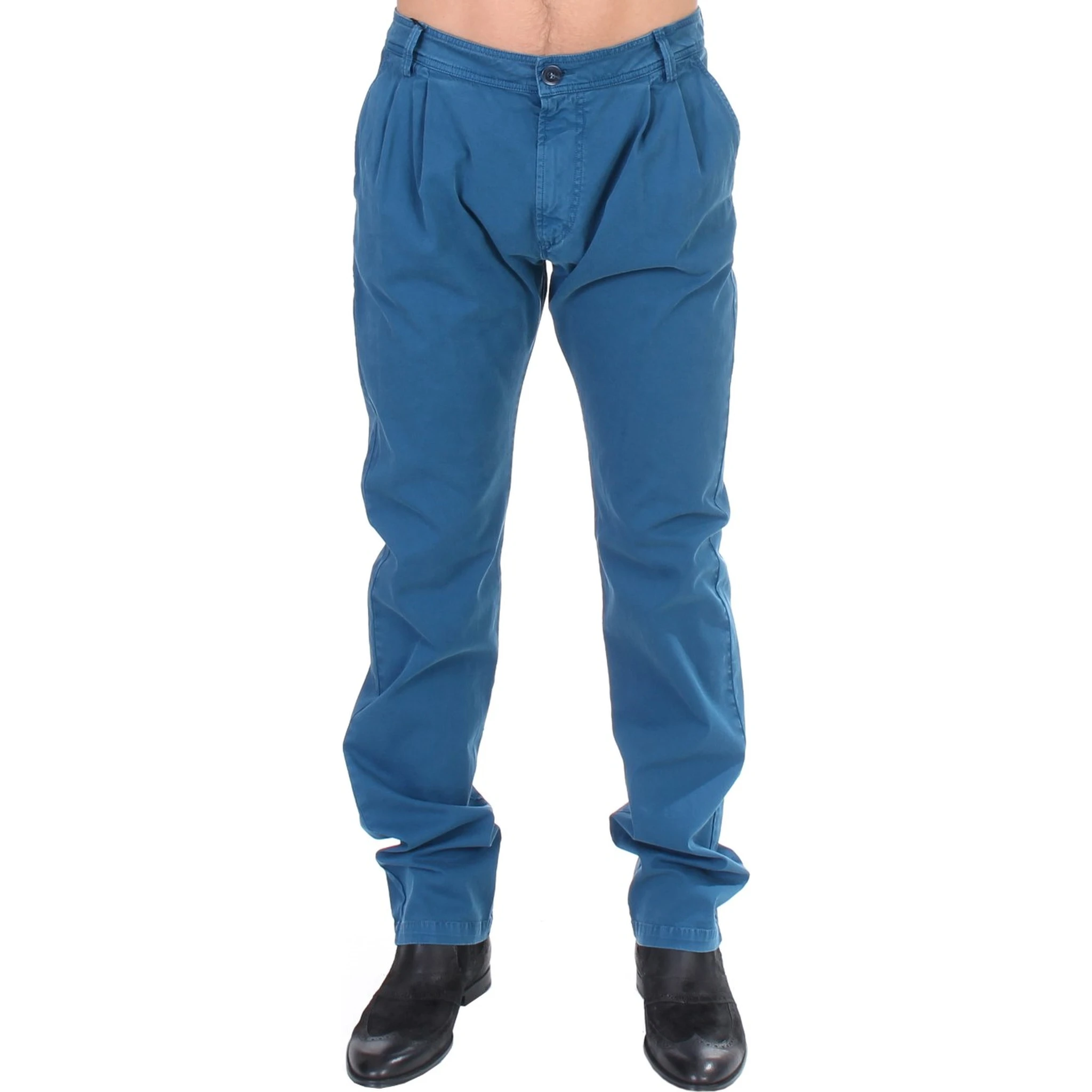 Blue Cotton Straight Fit Chinos