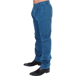 Blue Cotton Straight Fit Chinos