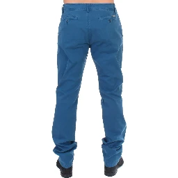 Blue Cotton Straight Fit Chinos