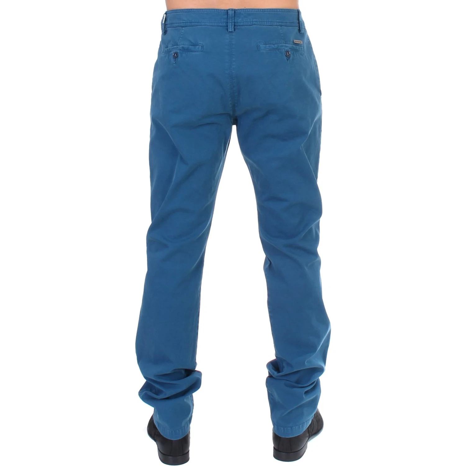 Blue Cotton Straight Fit Chinos
