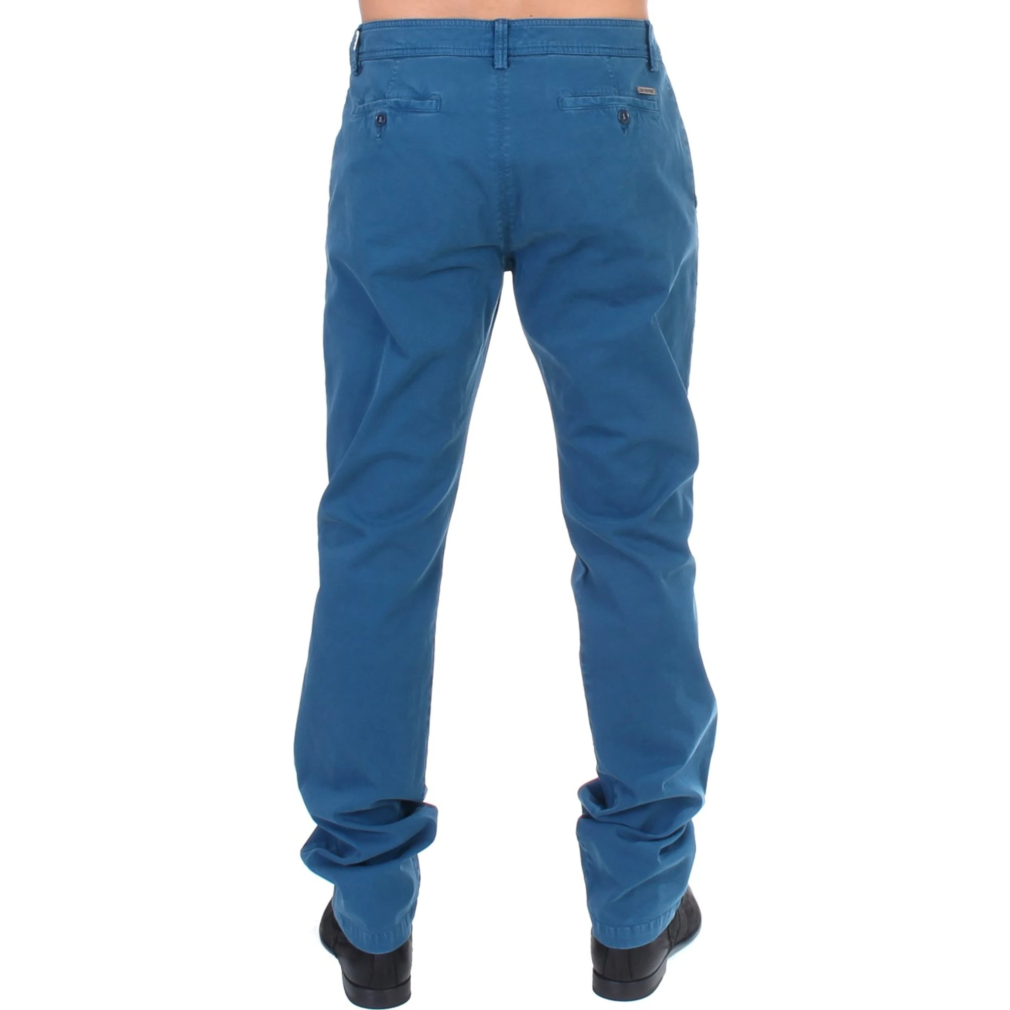 Blue Cotton Straight Fit Chinos