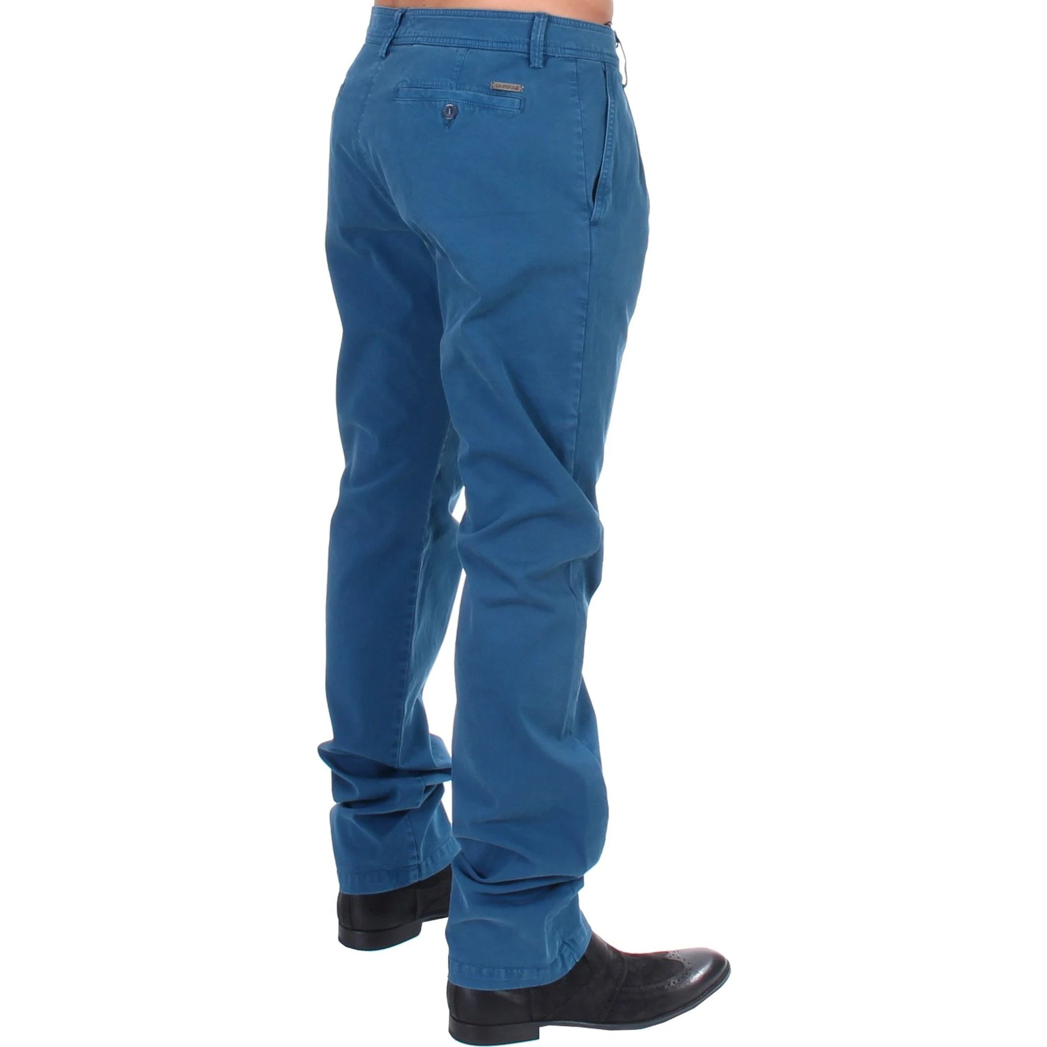 Blue Cotton Straight Fit Chinos