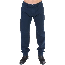 Blue Stretch Straight Fit Pants Chinos