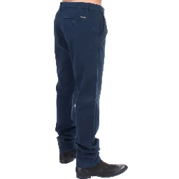 Blue Stretch Straight Fit Pants Chinos