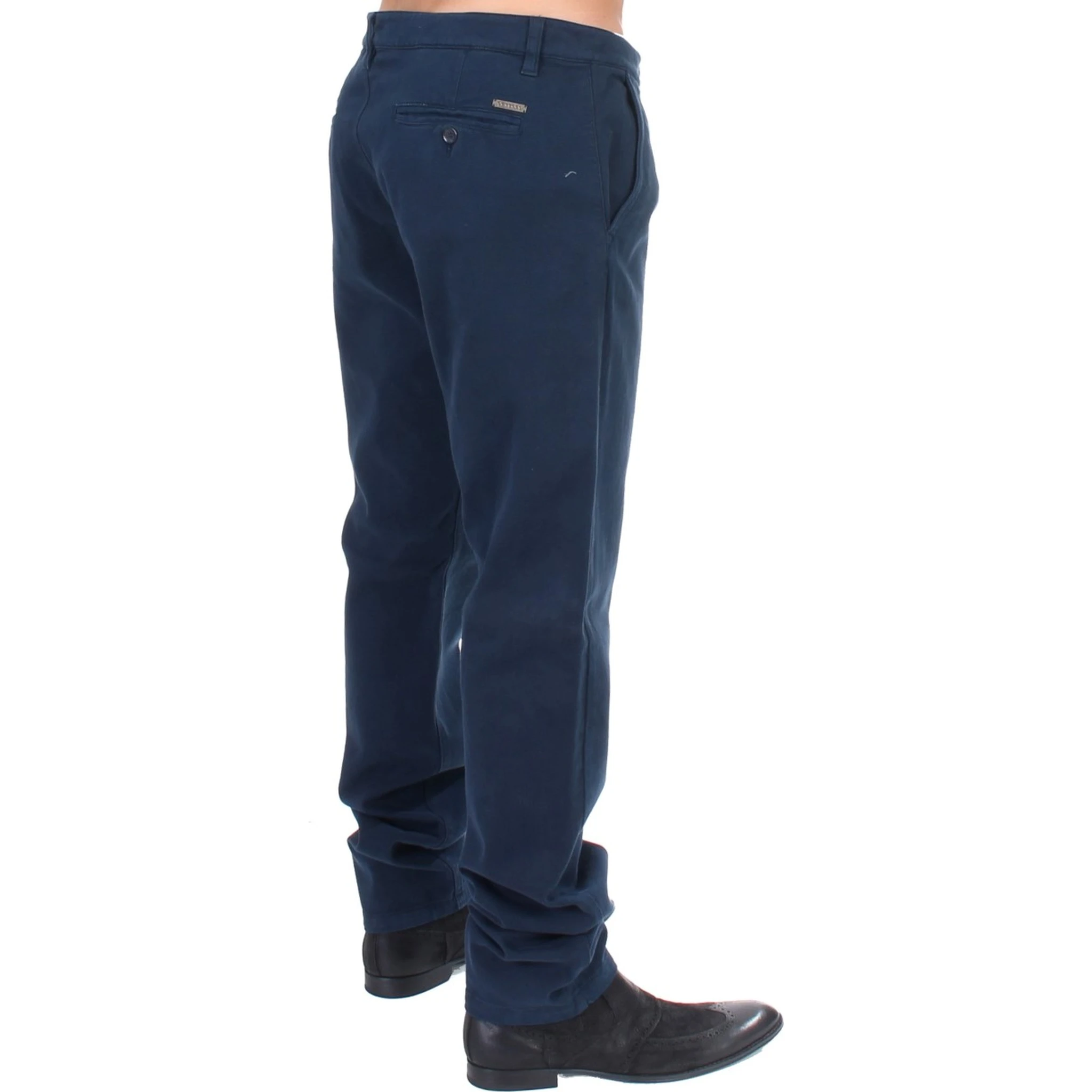 Blue Stretch Straight Fit Pants Chinos