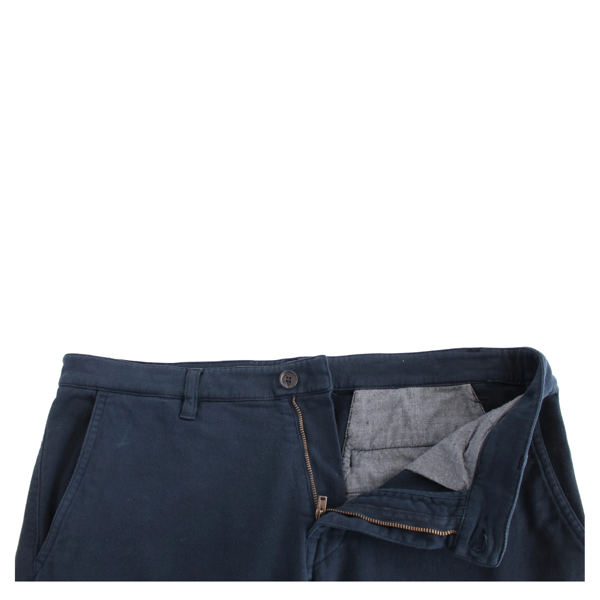 Blue Stretch Straight Fit Pants Chinos
