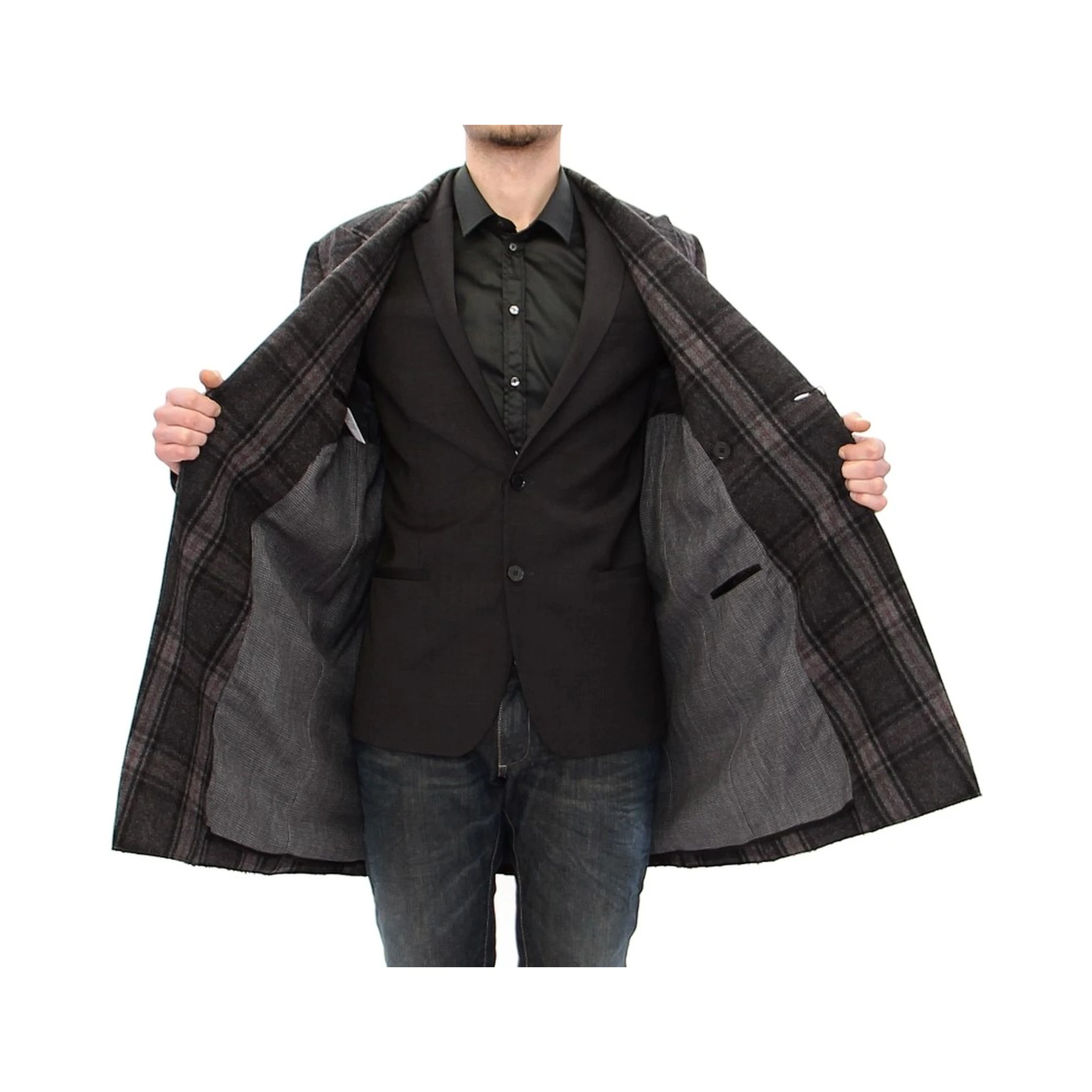 Gray Double Breasted Coat Jacket