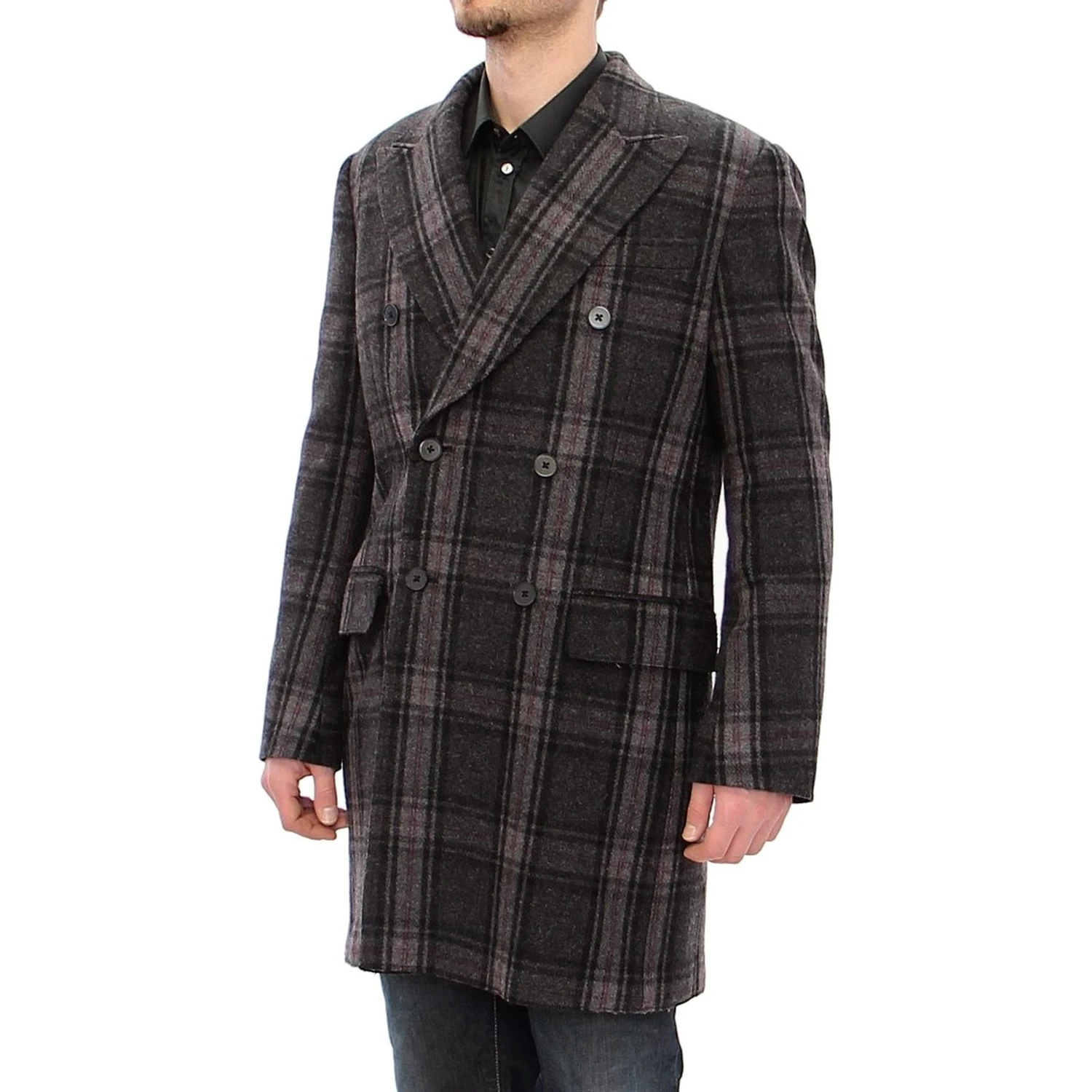 Gray Double Breasted Coat Jacket