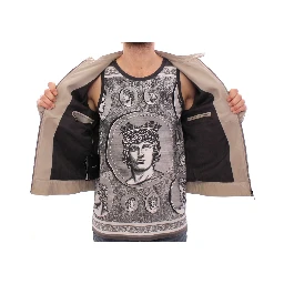 Beige Leather Jacket Biker Coat