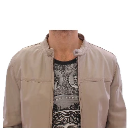 Beige Leather Jacket Biker Coat