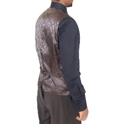 Brown Striped Stretch Dress Vest