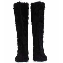 Black Xiangao Lamb Fur Leather Boots