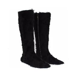 Black Xiangao Lamb Fur Leather Boots