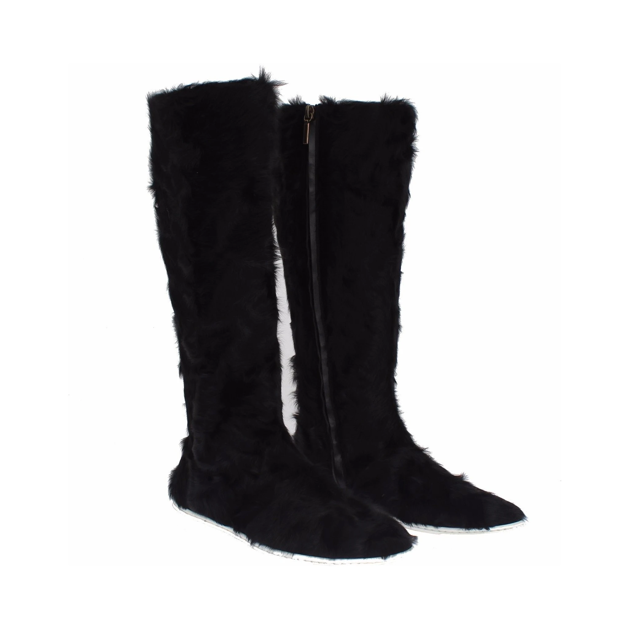Black Xiangao Lamb Fur Leather Boots